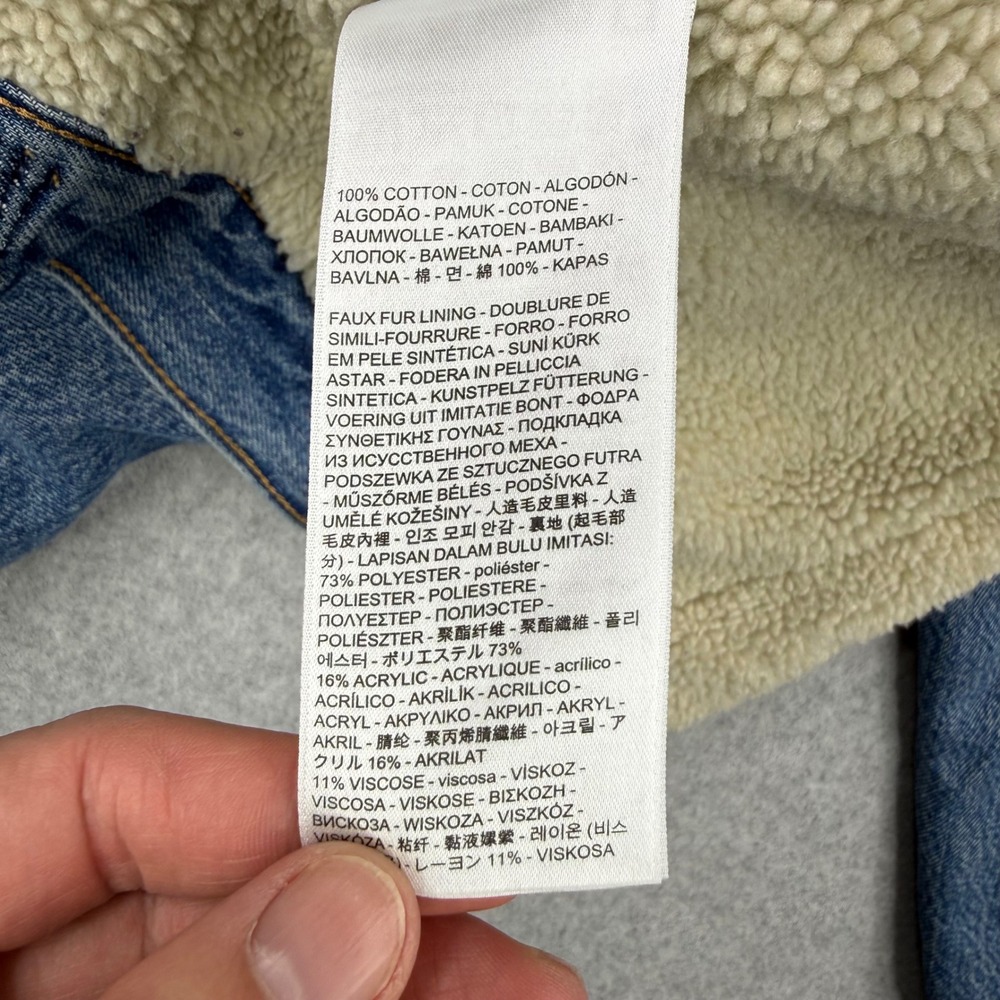 Levis Jacket Mens Small Blue Denim Sherpa Lined Trucker Type III Snap Button - Picture 14 of 16